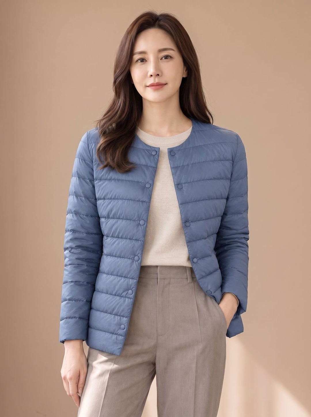 Elizabeth | Effortless Lightweight Collarless Quilted Puffer Jacket