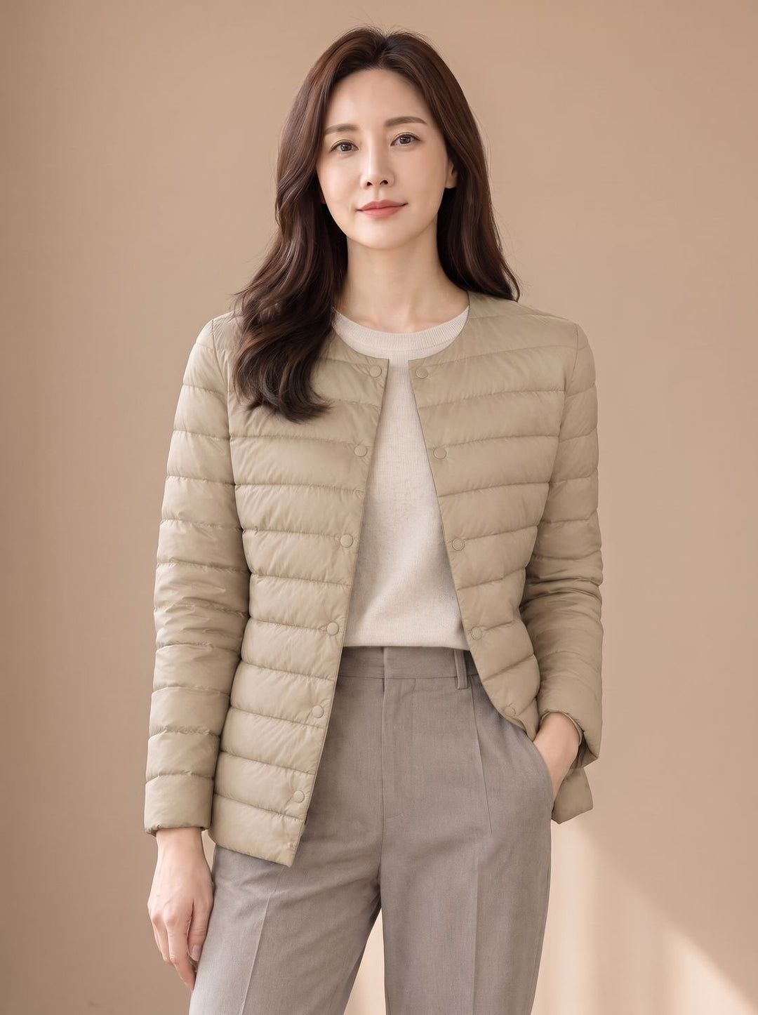 Elizabeth | Effortless Lightweight Collarless Quilted Puffer Jacket