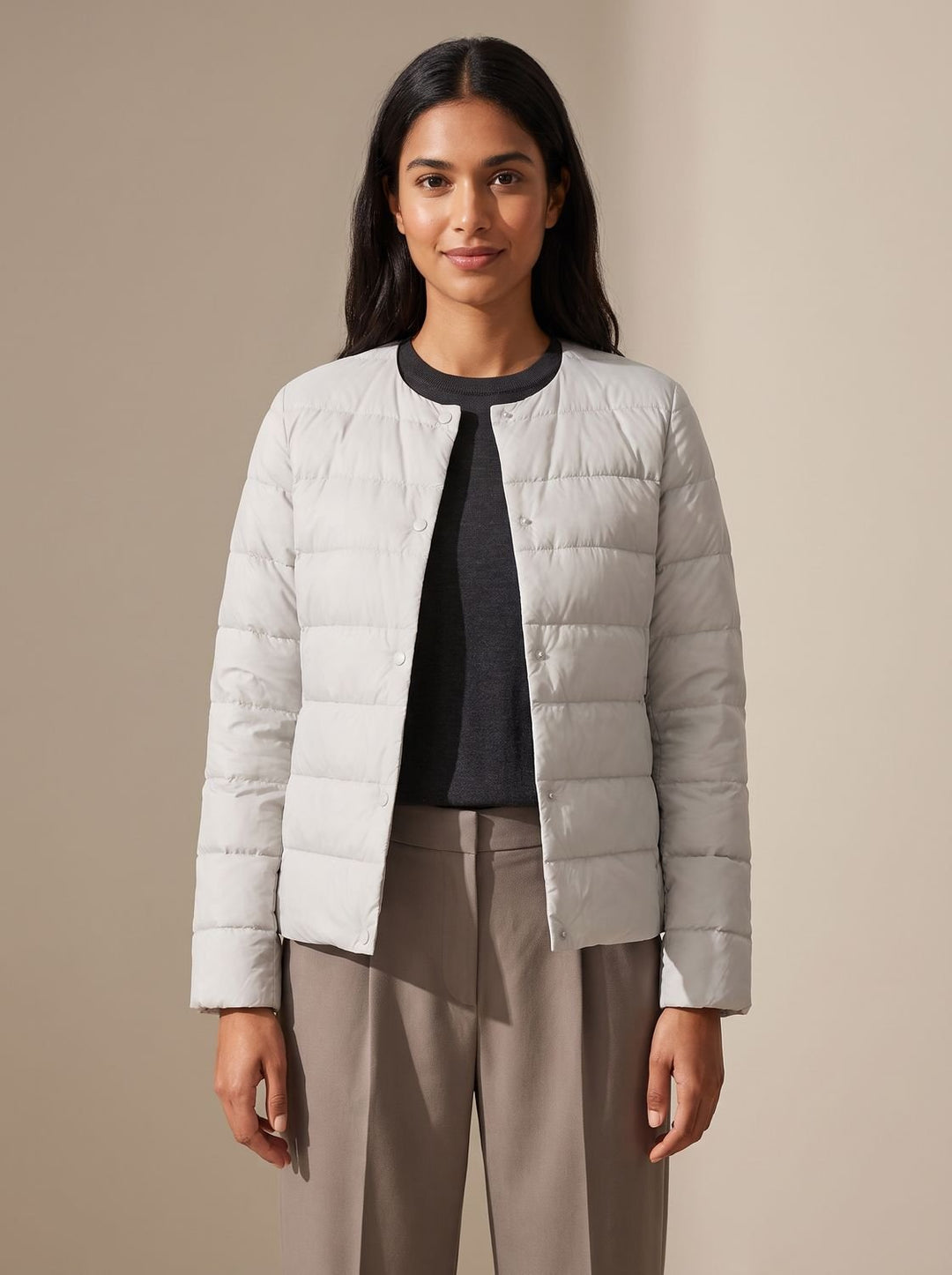 Elizabeth | Effortless Lightweight Collarless Quilted Puffer Jacket