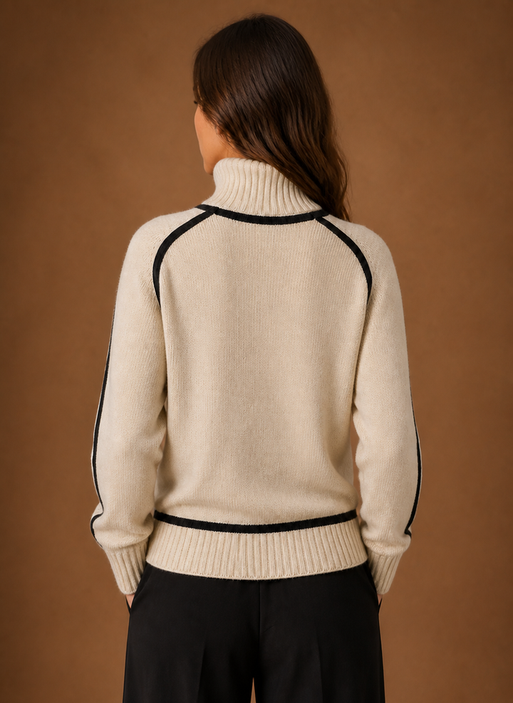 Elizabeth | Effortless Ribbed Turtleneck Sweater with Contrast Piping