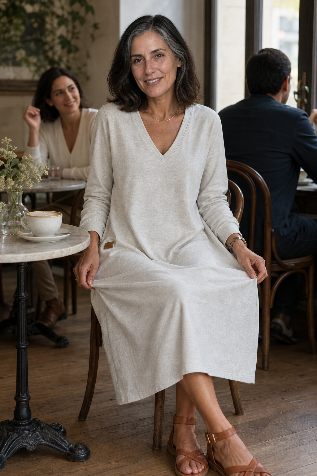 Emily | Cozy V-Neck A-Line Midi Sweater Dress