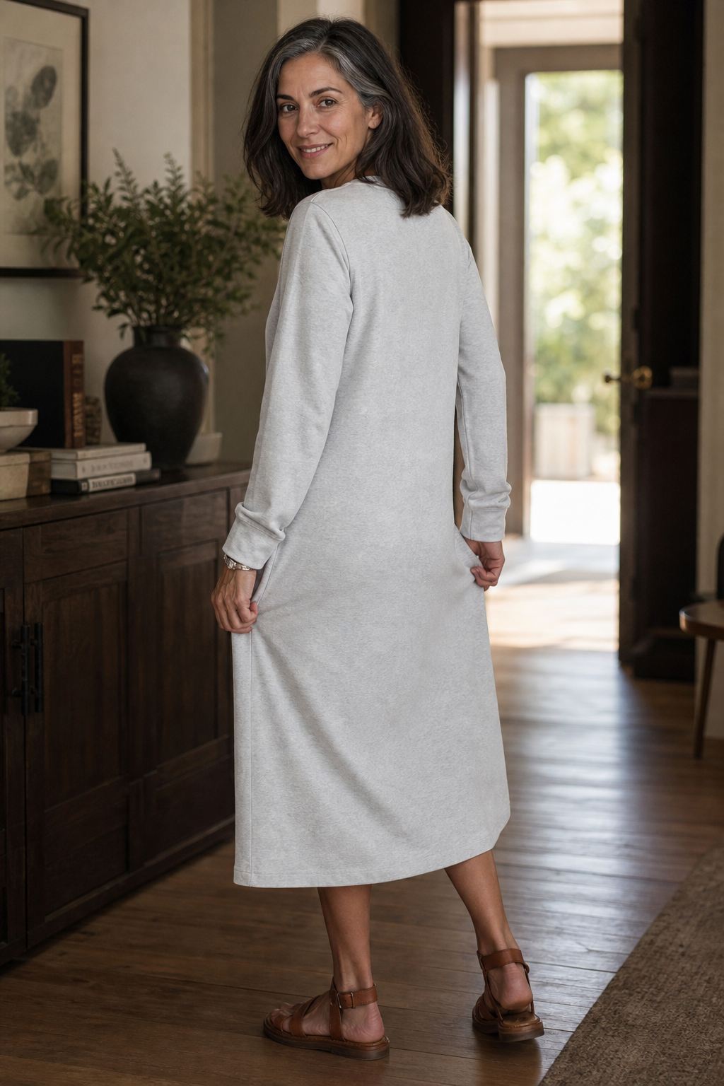 Emily | Cozy V-Neck A-Line Midi Sweater Dress