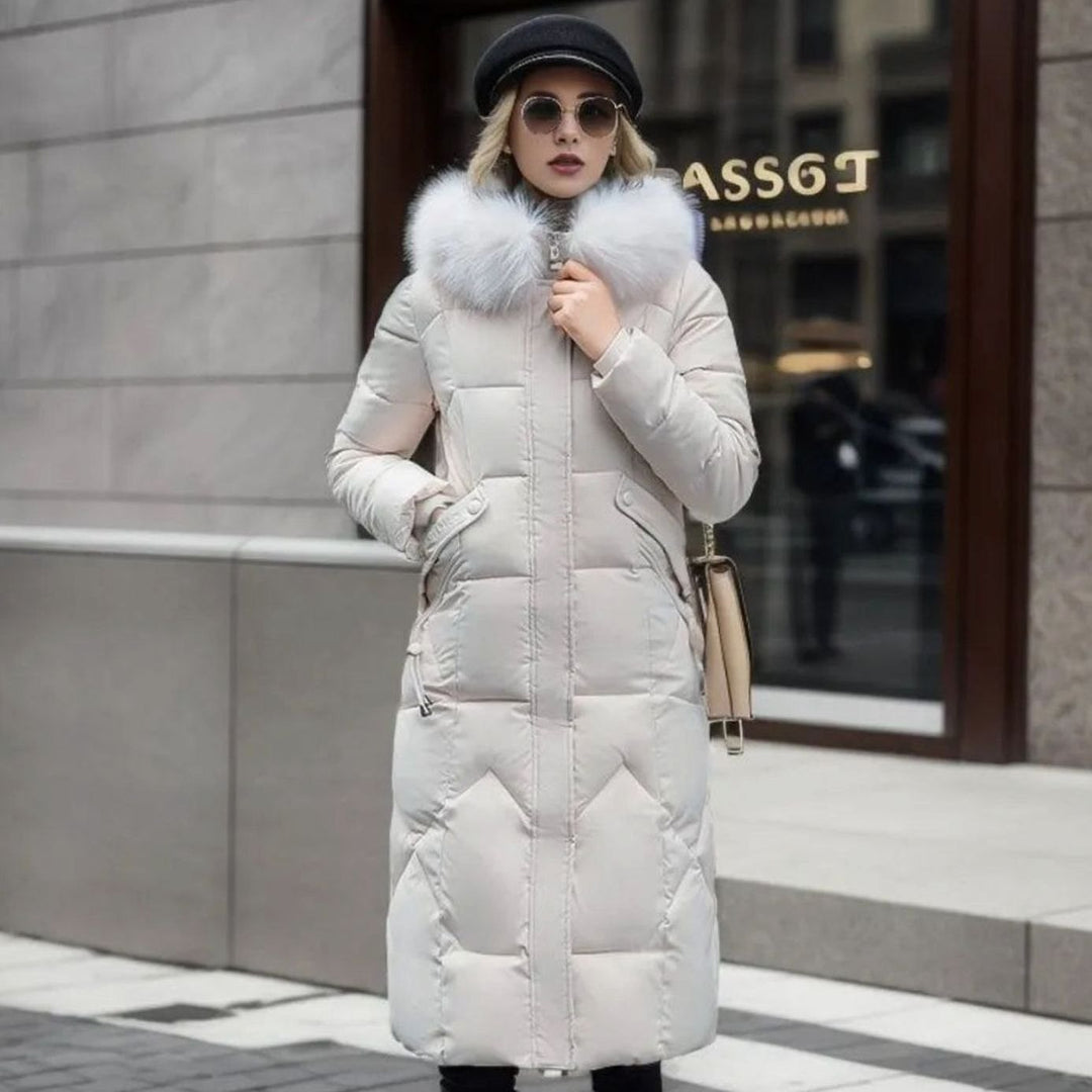 Emily | Effortless Long Quilted Hooded Winter Puffer Jacket