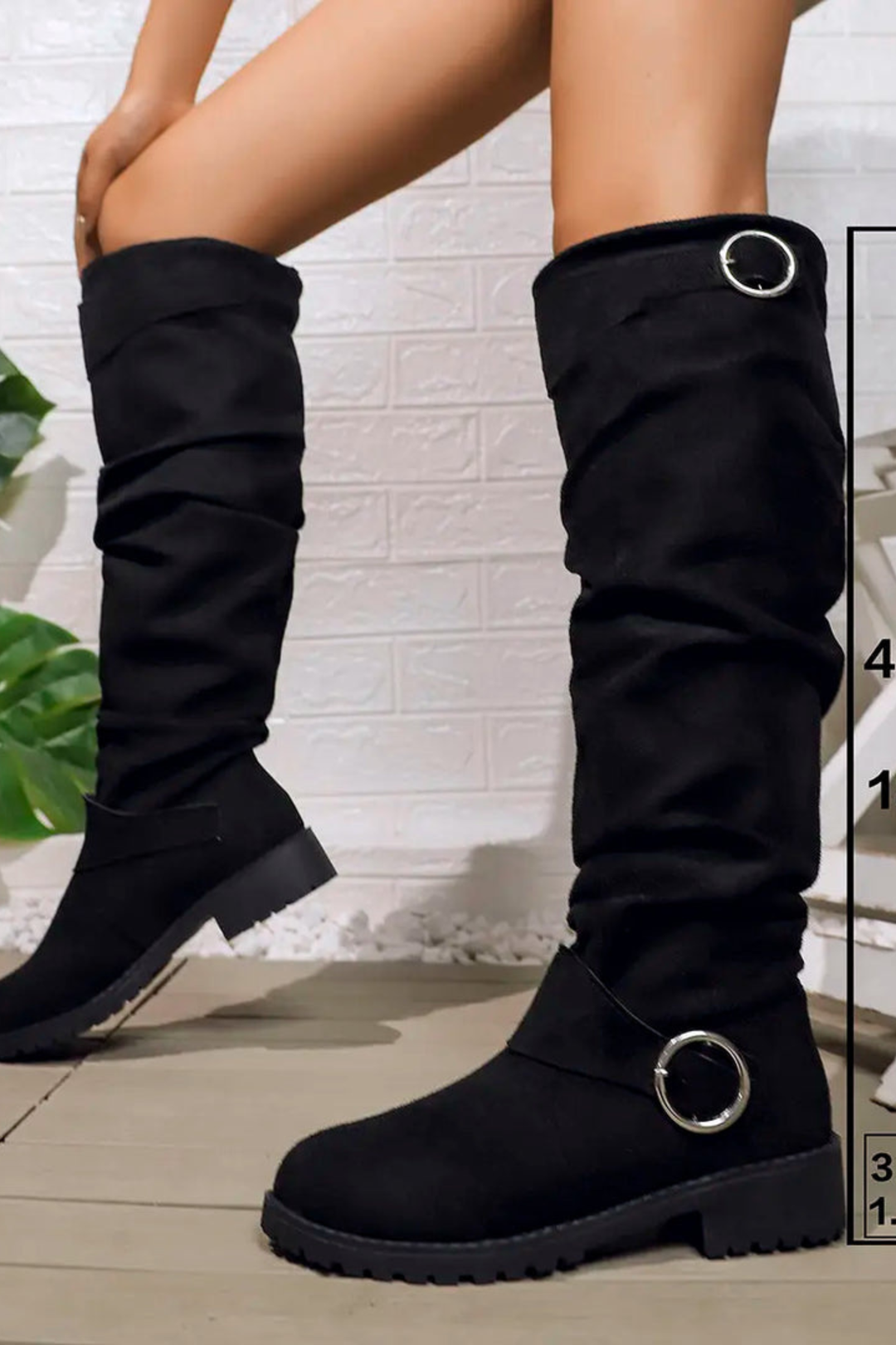 Emma | Chic Slouchy Wide Calf Knee High Boots with Buckle