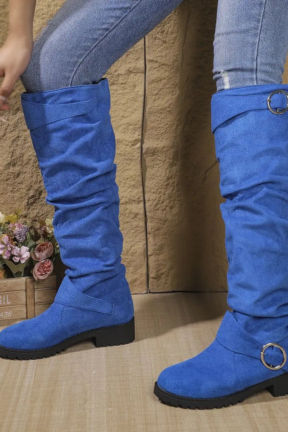 Emma | Chic Slouchy Wide Calf Knee High Boots with Buckle