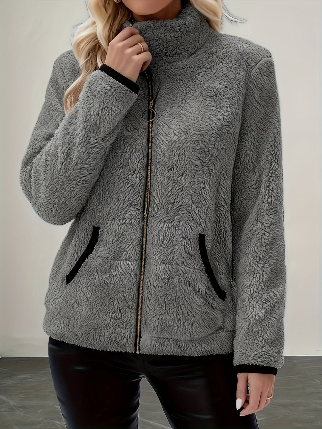 Emma | Elegant Fuzzy Zip-Up Fleece Jacket