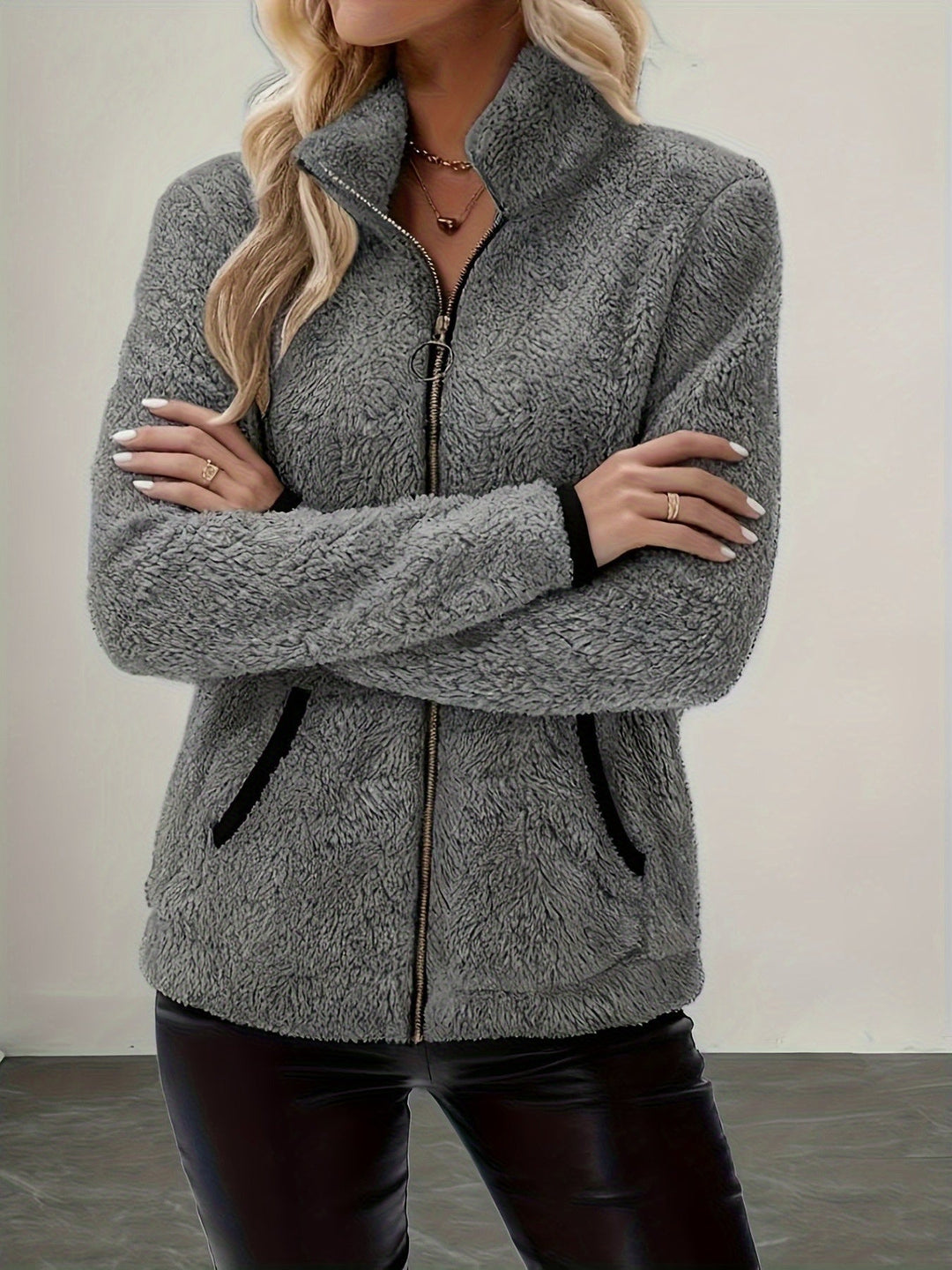 Emma | Elegant Fuzzy Zip-Up Fleece Jacket