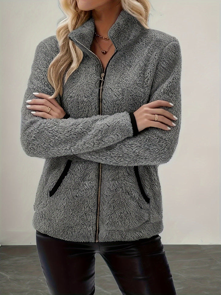 Emma | Elegant Fuzzy Zip-Up Fleece Jacket