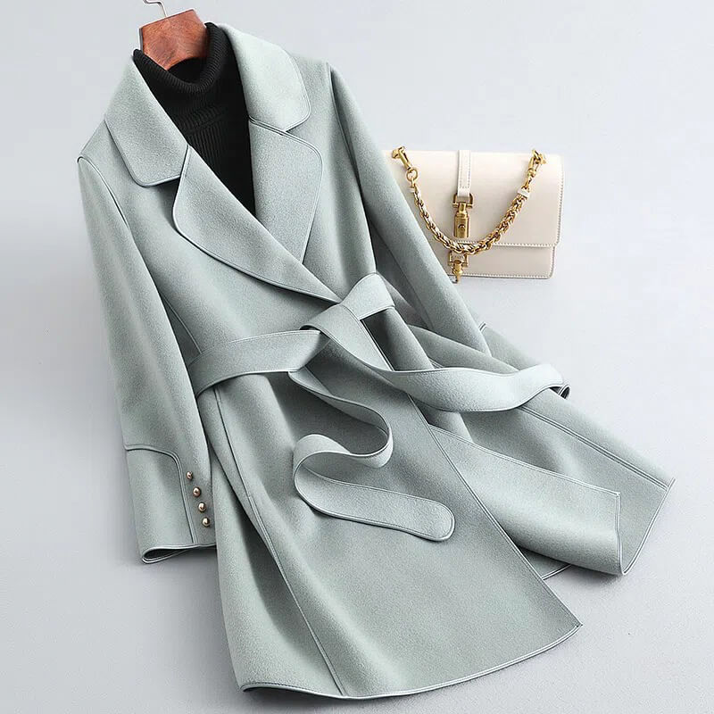 Emma | Graceful Belted Camel Coat with Notched Lapel