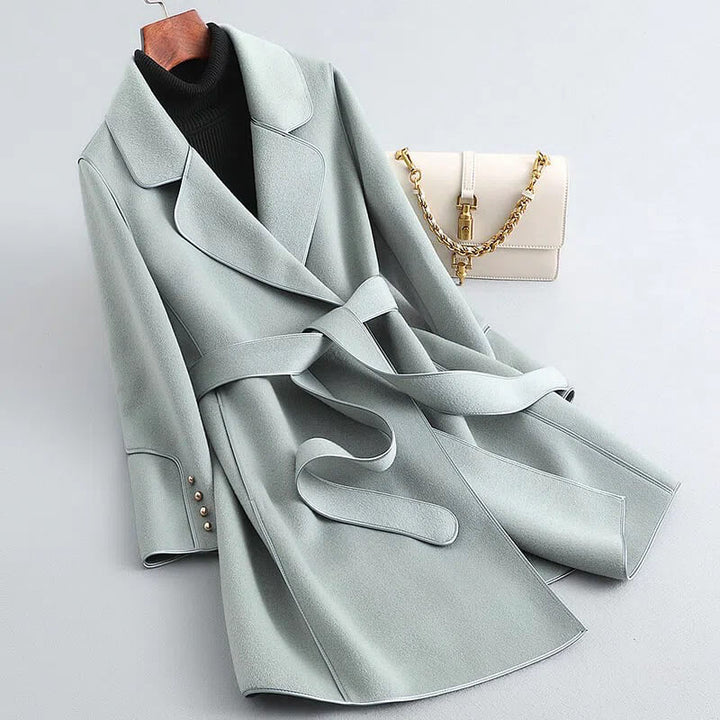 Emma | Graceful Belted Camel Coat with Notched Lapel