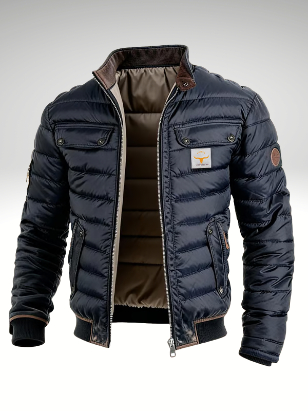 Ethan | Stylish Quilted Bomber Puffer Jacket with Snap Pockets
