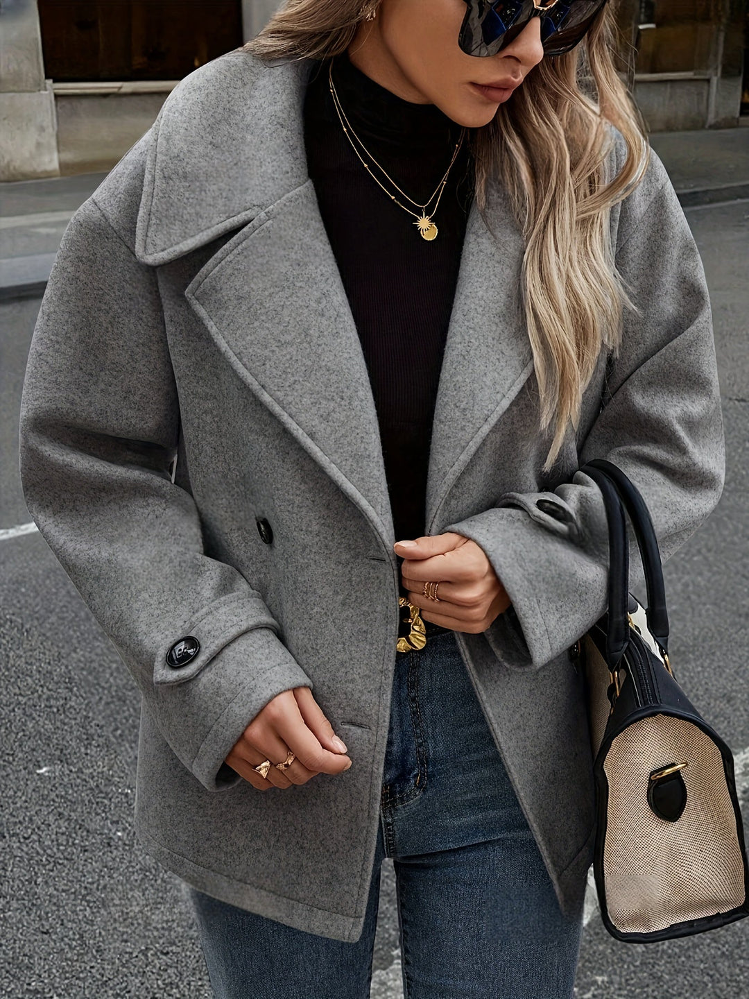 Evelyn | Effortless Oversized Double-Breasted Pea Coat