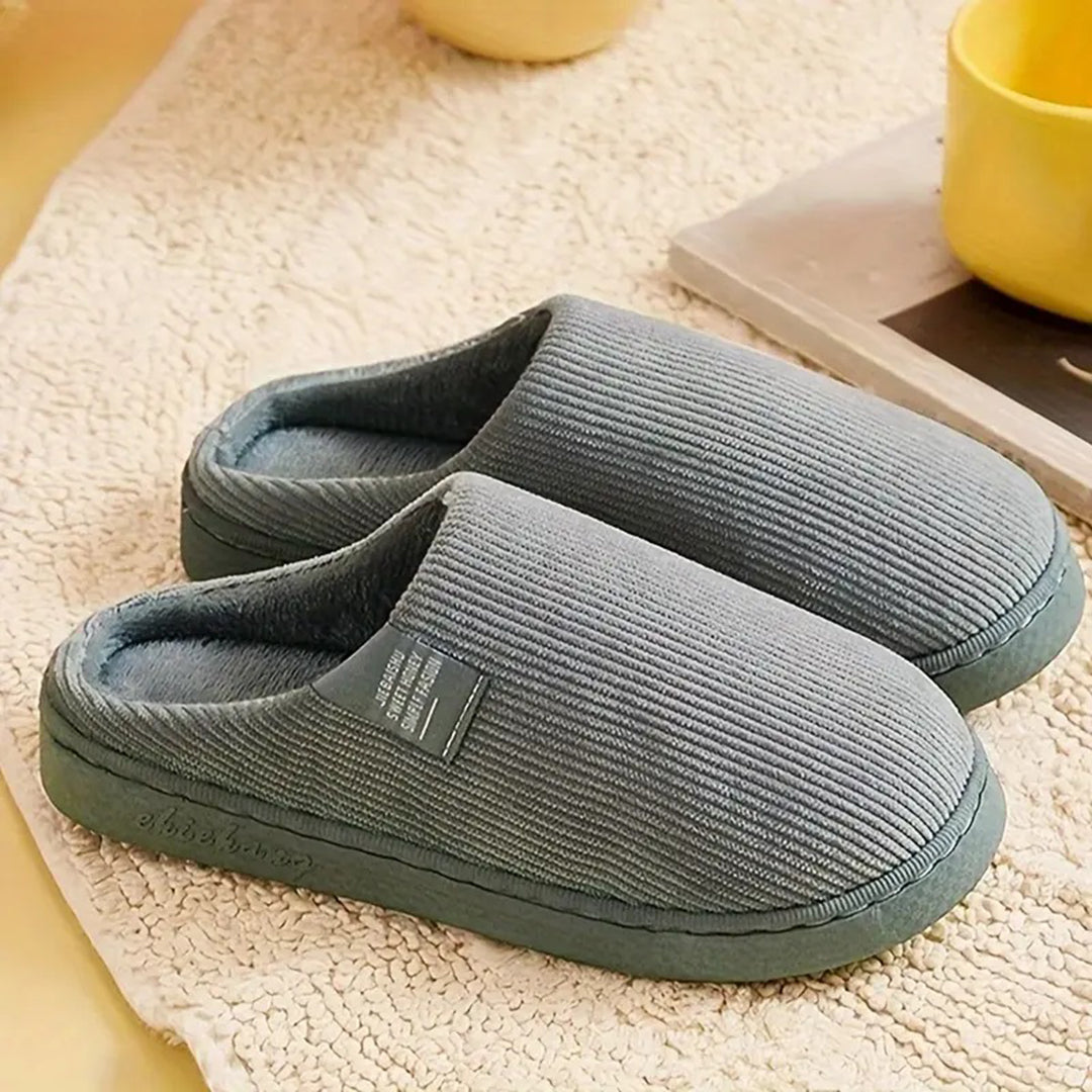 Evelyn | Effortless Ribbed Fleece Slip-On Slippers