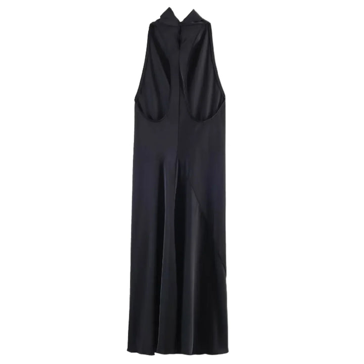 Evelyn | Polished Draped Halter Maxi Holiday Dress