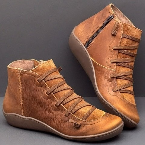 Frances | Graceful Lace-Up Flat Ankle Boots