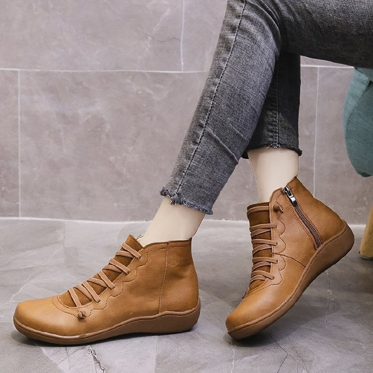 Frances | Graceful Lace-Up Flat Ankle Boots