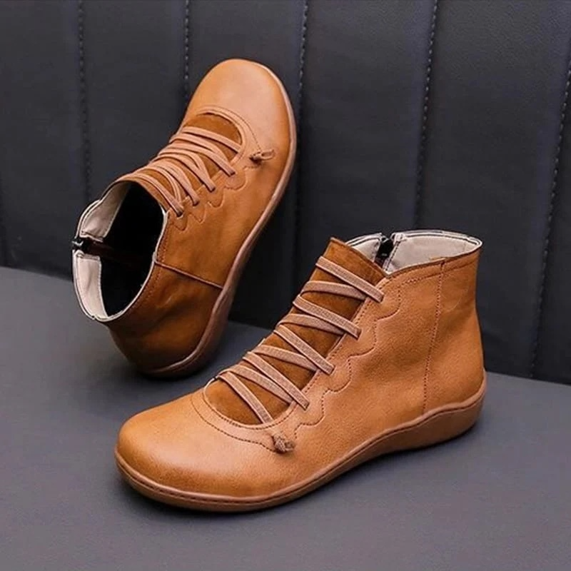 Frances | Graceful Lace-Up Flat Ankle Boots
