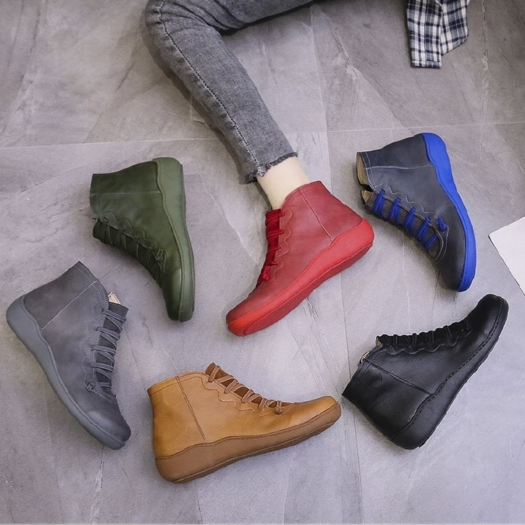 Frances | Graceful Lace-Up Flat Ankle Boots