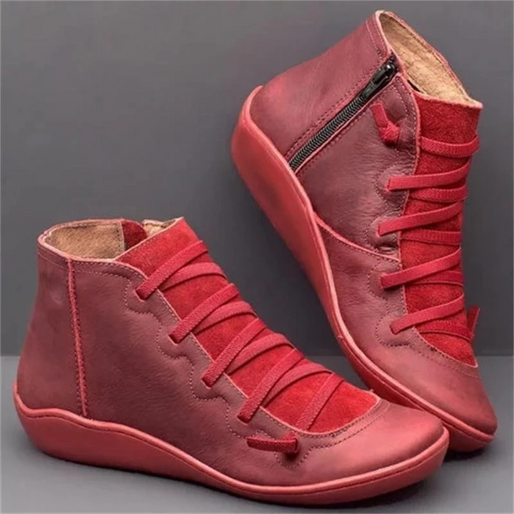 Frances | Graceful Lace-Up Flat Ankle Boots
