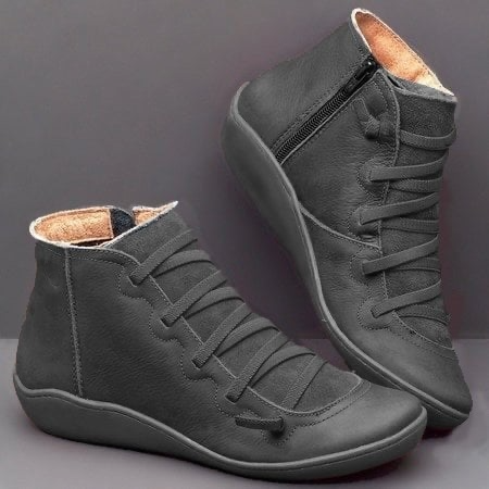 Frances | Graceful Lace-Up Flat Ankle Boots