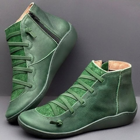 Frances | Graceful Lace-Up Flat Ankle Boots