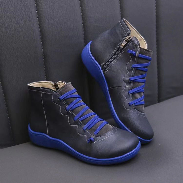 Frances | Graceful Lace-Up Flat Ankle Boots
