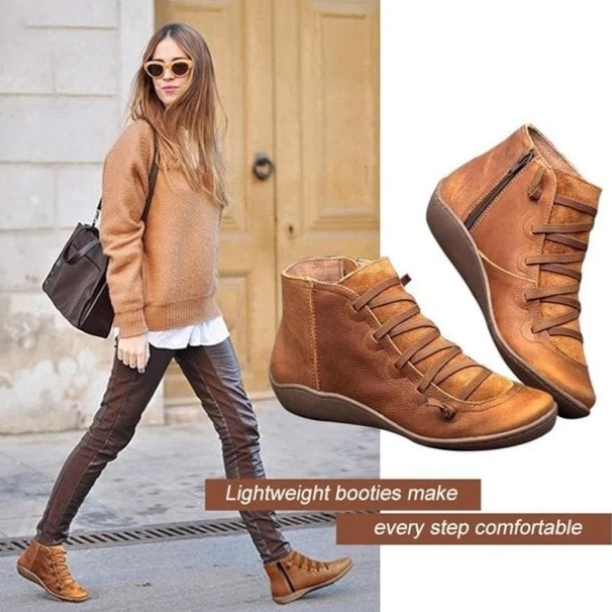 Frances | Graceful Lace-Up Flat Ankle Boots