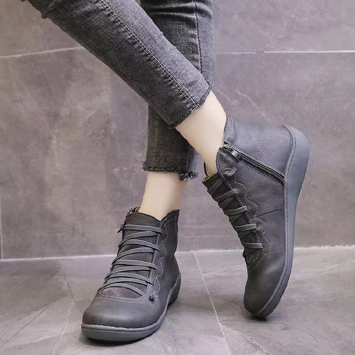 Frances | Graceful Lace-Up Flat Ankle Boots