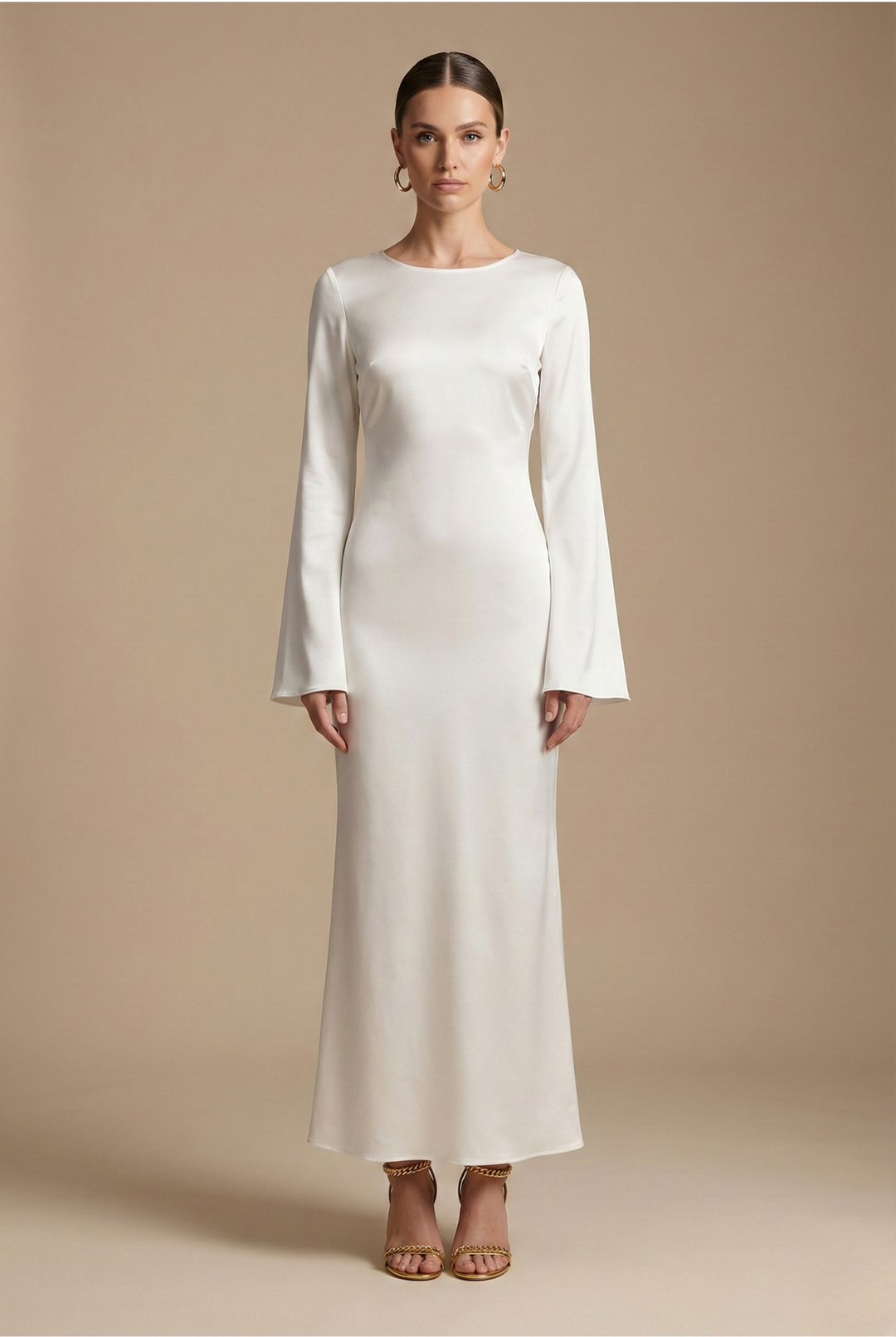 Frances | Stylish Flare Sleeve Fall Wedding Guest Maxi Dress