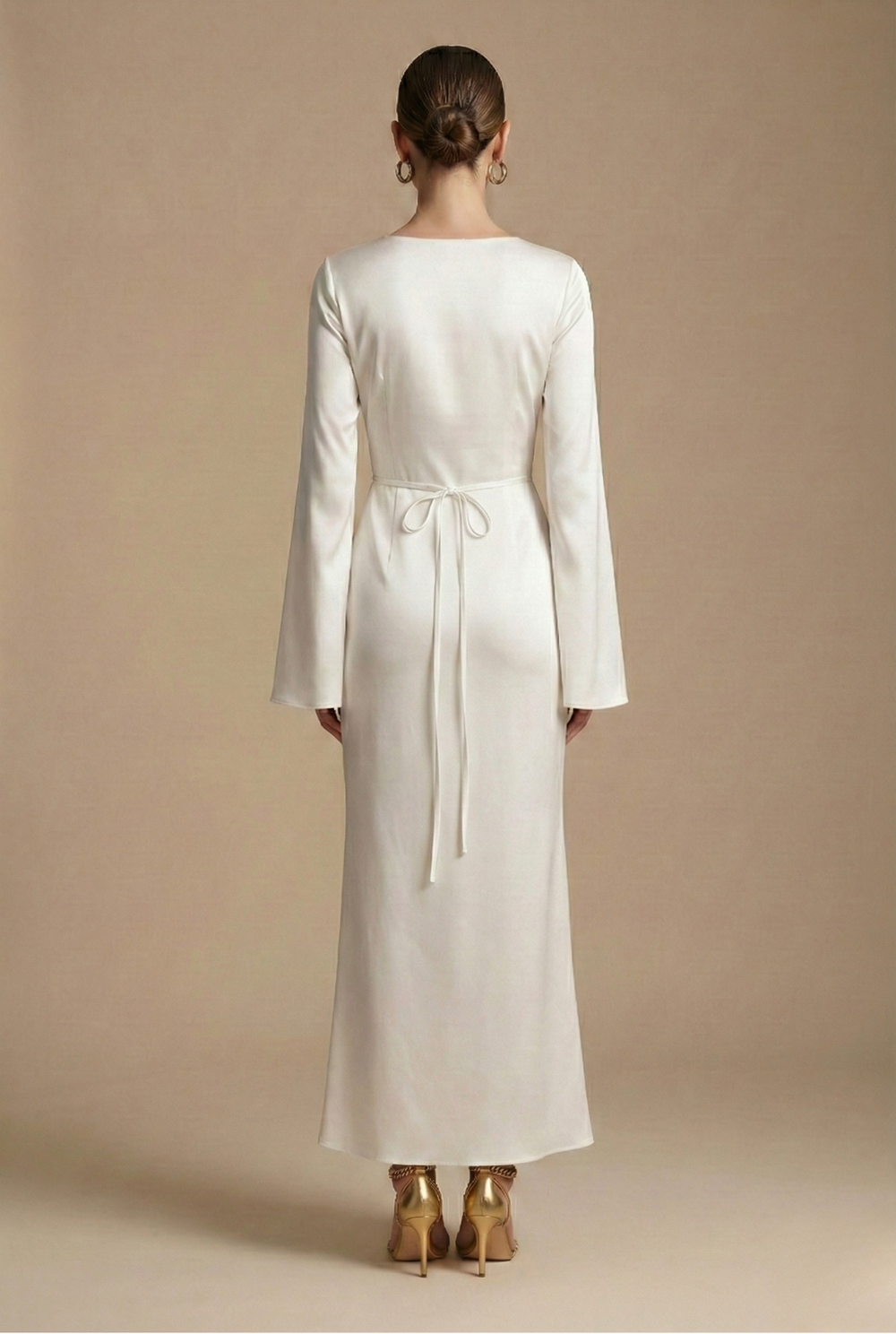 Frances | Stylish Flare Sleeve Fall Wedding Guest Maxi Dress