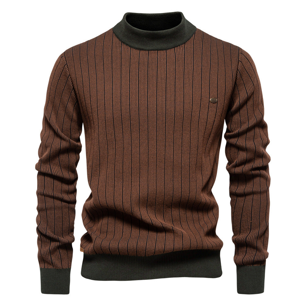 Frank | Refined Striped Mock Turtleneck Sweater