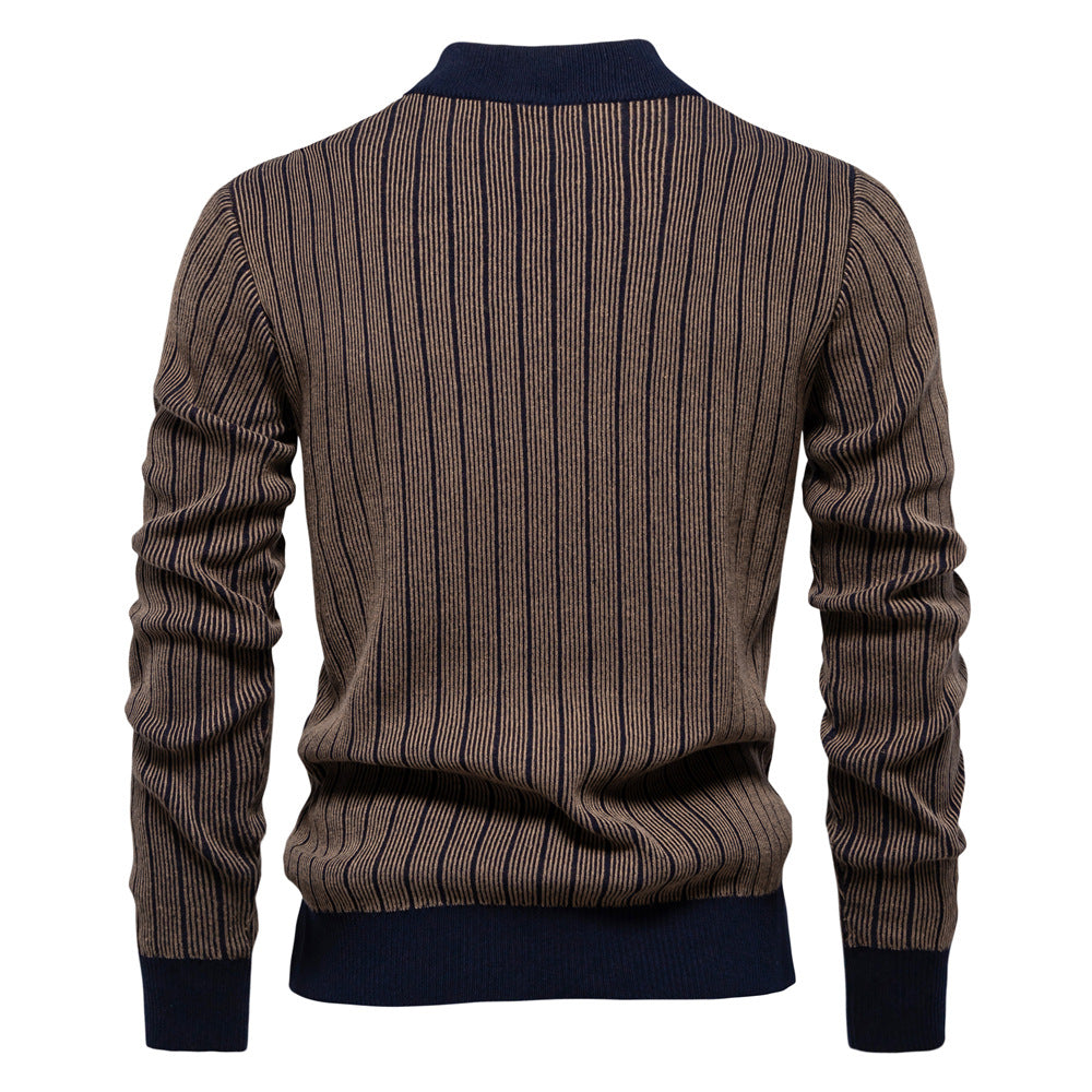 Frank | Refined Striped Mock Turtleneck Sweater