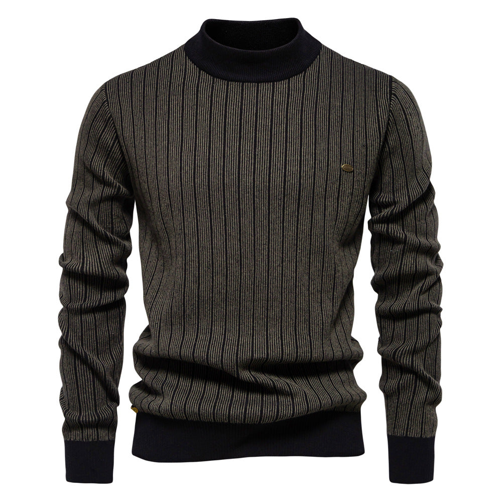 Frank | Refined Striped Mock Turtleneck Sweater