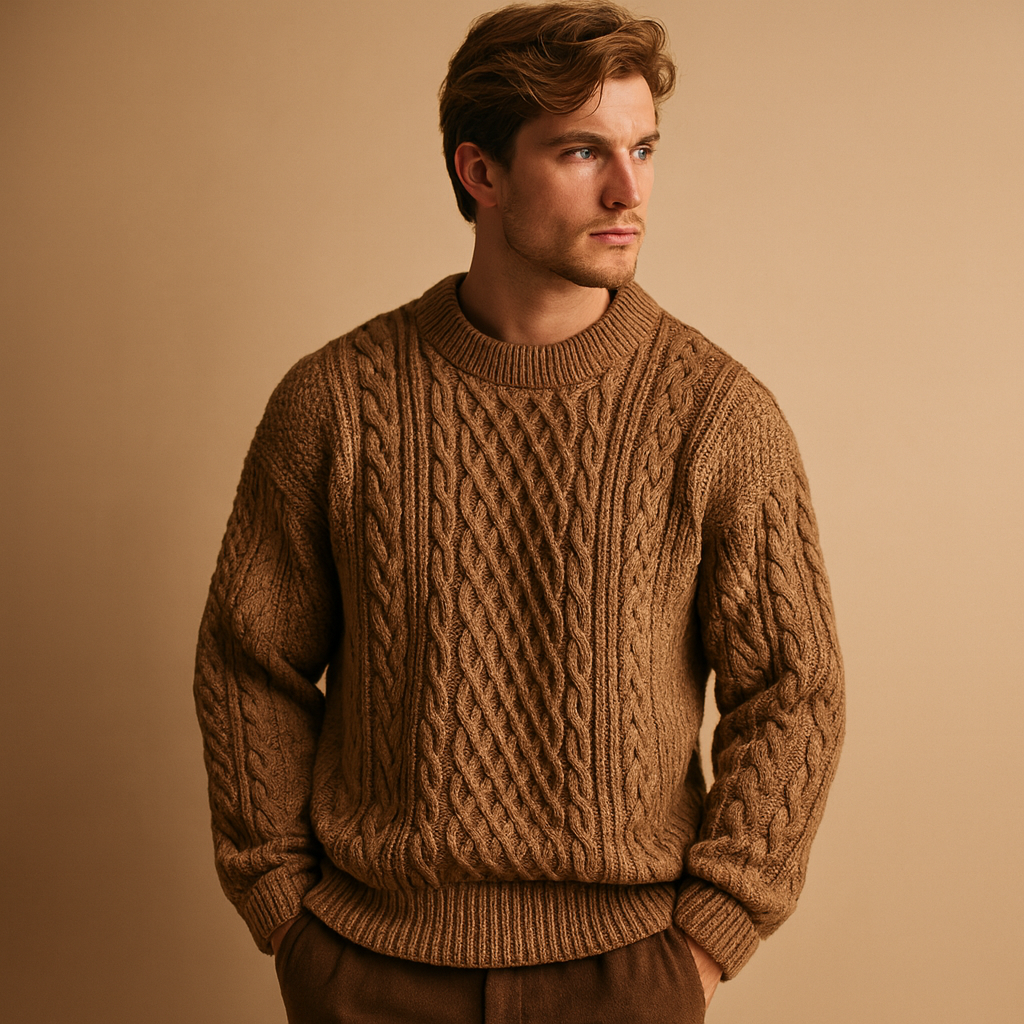 Gabriel | Classic Cable Knit Crew Neck Mens Sweaters