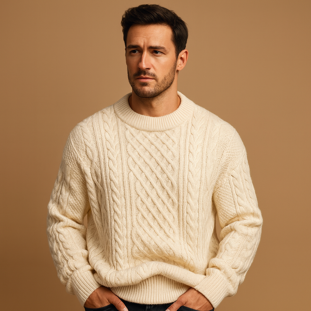 Gabriel | Classic Cable Knit Crew Neck Mens Sweaters