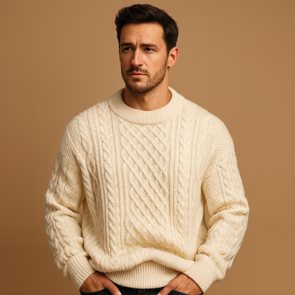 Gabriel | Classic Cable Knit Crew Neck Mens Sweaters