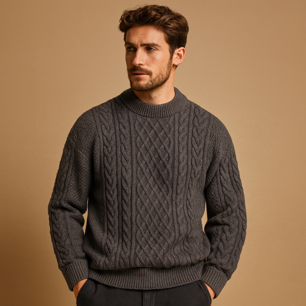 Gabriel | Classic Cable Knit Crew Neck Mens Sweaters