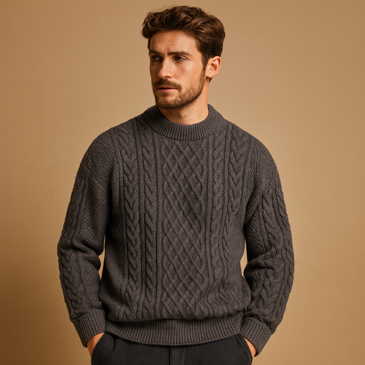 Gabriel | Classic Cable Knit Crew Neck Mens Sweaters
