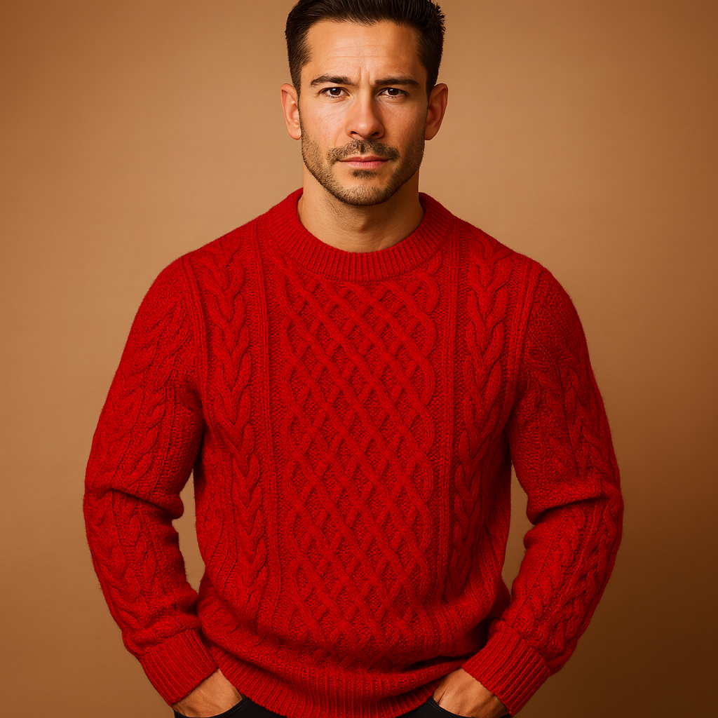 Gabriel | Classic Cable Knit Crew Neck Mens Sweaters