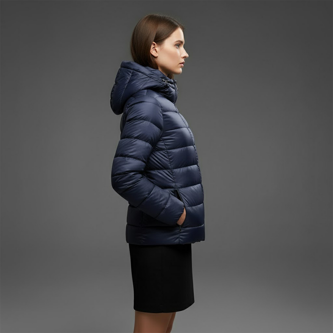 Gloria | Chic Quilted Hooded Zip Up Puffer Jacket