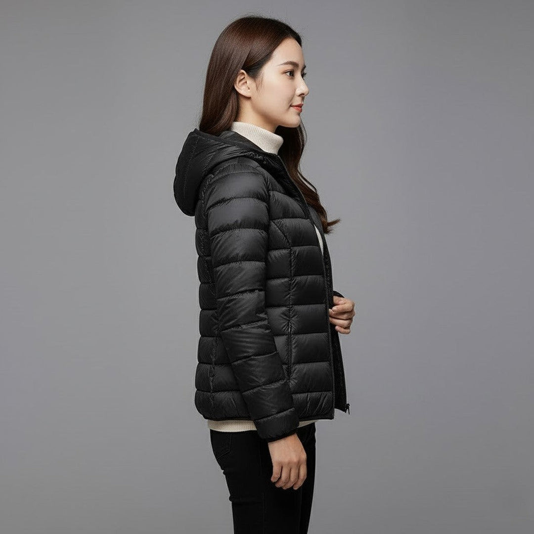 Gloria | Chic Quilted Hooded Zip Up Puffer Jacket