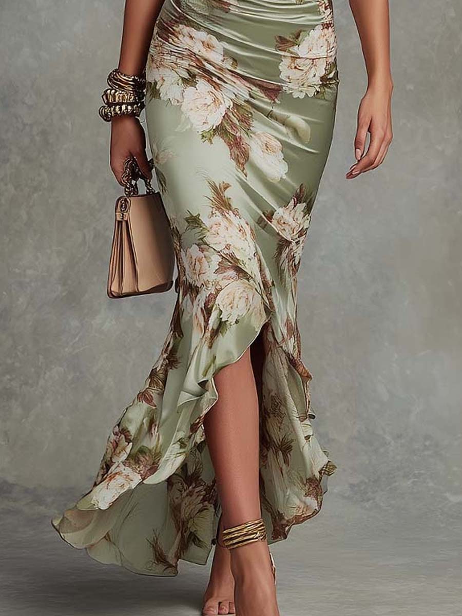 Gloria | Sophisticated Floral Print Fall Wedding Guest Maxi Dress