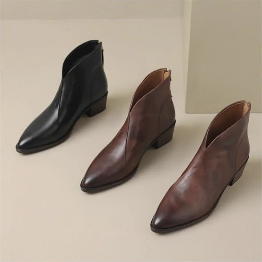 Gloria | Sophisticated Pointed-Toe Block Heel Ankle Boots