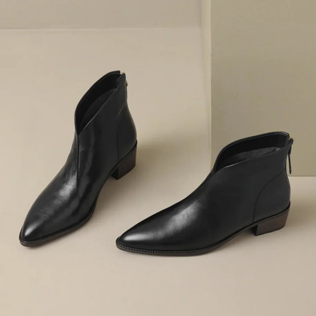 Gloria | Sophisticated Pointed-Toe Block Heel Ankle Boots