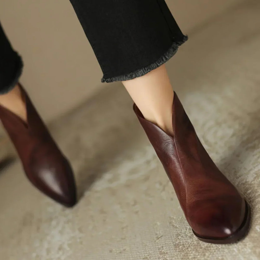 Gloria | Sophisticated Pointed-Toe Block Heel Ankle Boots