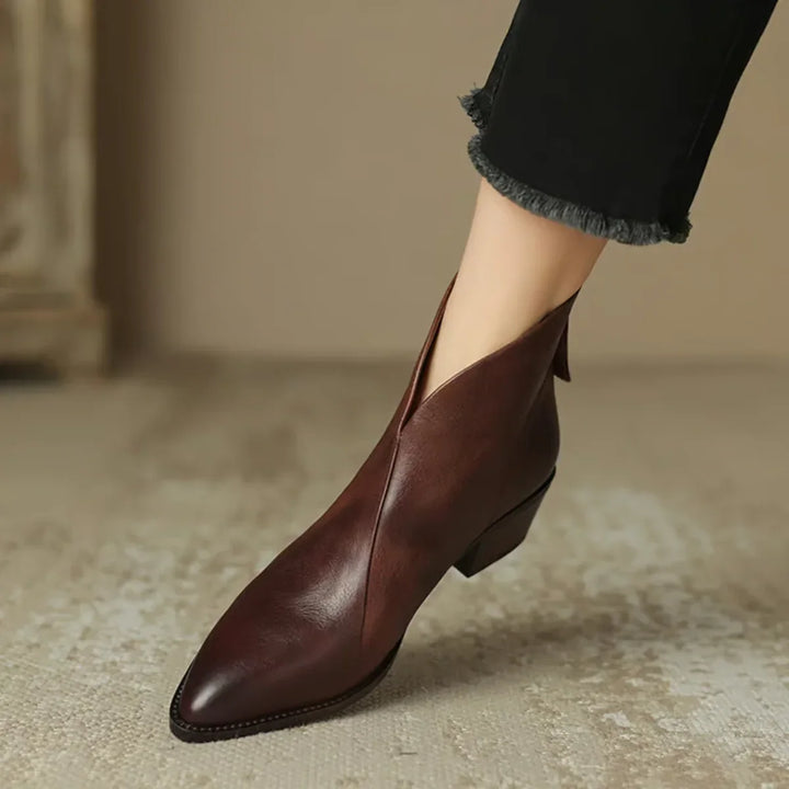 Gloria | Sophisticated Pointed-Toe Block Heel Ankle Boots