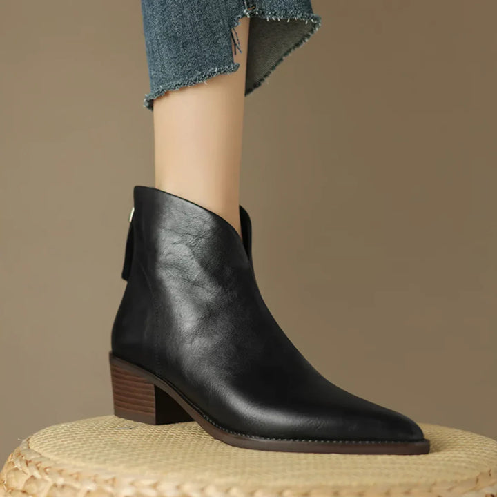 Gloria | Sophisticated Pointed-Toe Block Heel Ankle Boots