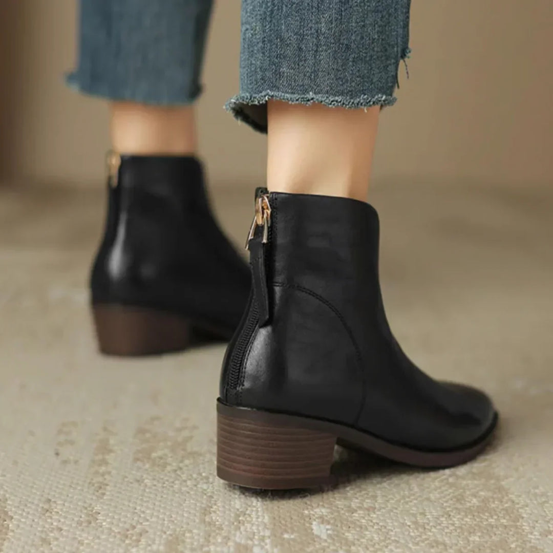 Gloria | Sophisticated Pointed-Toe Block Heel Ankle Boots