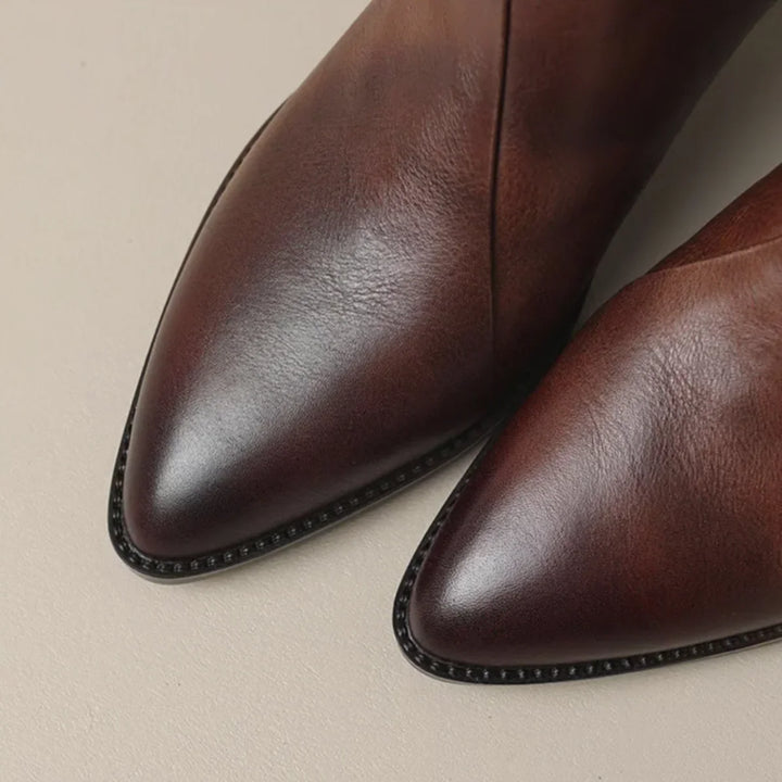 Gloria | Sophisticated Pointed-Toe Block Heel Ankle Boots