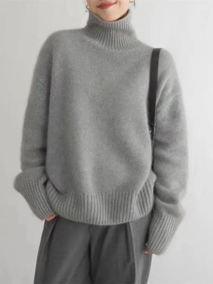 Gloria | Sophisticated Turtleneck Knit Sweater with Ribbed Trim